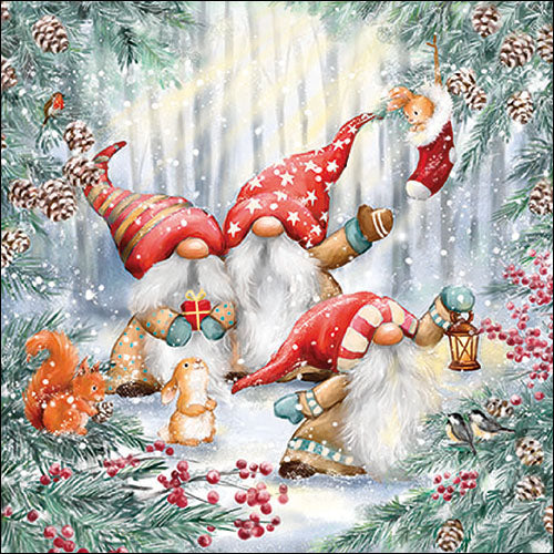 Lunch Napkin - Gnomes snowy forest