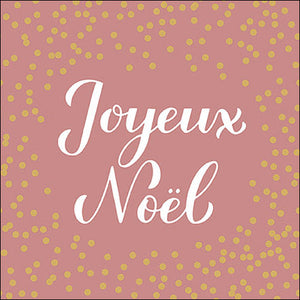 Serviette de table - Joyeux Noël rose/or