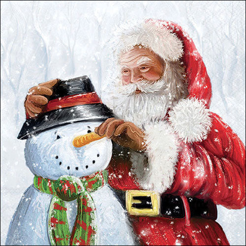 Lunch Napkin - Santa And Snowman