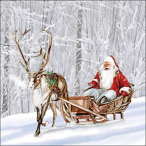 Lunch Napkin - Santa in snowy forest