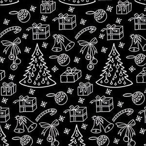 Lunch Napkin - Outlined ornaments black