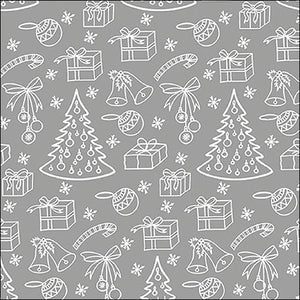 Lunch Napkin - Outlined ornaments silver