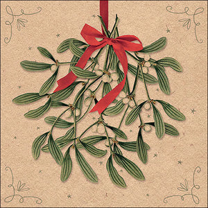 Lunch Napkin - Recycled Mistletoe With Bow Nature