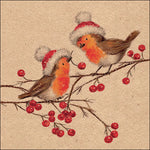 Lunch Napkin - Recycled Christmas Robins Nature