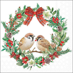 Lunch Napkin - Sparrows In Wreath