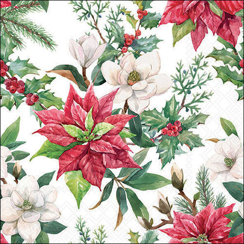 Lunch Napkin - Christmas Florals