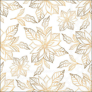 Lunch Napkin - Poinsettia Outline GOLD