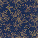 Lunch Napkin - Poinsettia Outline BLUE