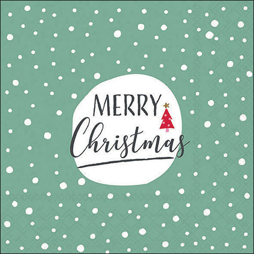 Lunch Napkin - Christmas Snowflakes GREEN