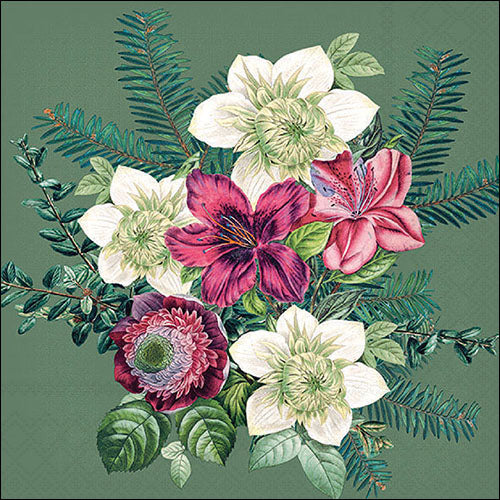 Lunch Napkin - Azalea And Helleborus GREEN