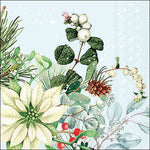 Lunch Napkin - WHITE Poinsettia