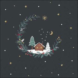 Lunch Napkin - Little Wood Cabin Anthracite