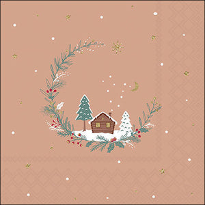 Lunch Napkin - Little Wood Cabin Terracotta