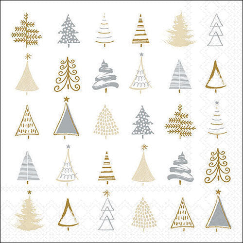 Lunch Napkin - Christmas Tree Doodles SILVER