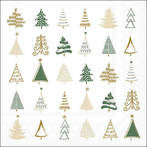 Lunch Napkin - Christmas Tree Doodles GREEN