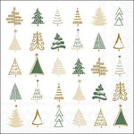 Lunch Napkin - Christmas Tree Doodles GREEN