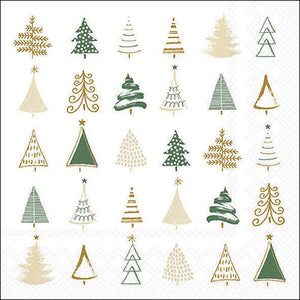 Lunch Napkin - Christmas Tree Doodles GREEN