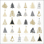 Lunch Napkin - Christmas Tree Doodles BLACK