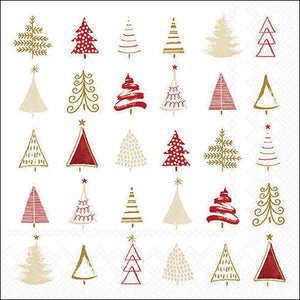 Lunch Napkin - Christmas Tree Doodles RED