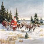 Lunch Napkin - Santa With His Reindeers