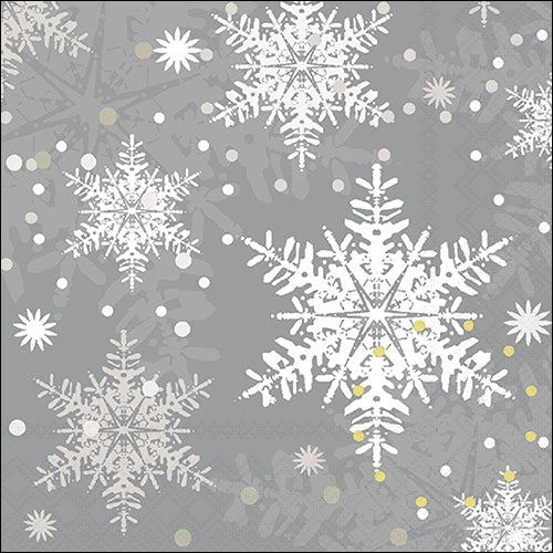 Lunch Napkin - Snowflakes GREY