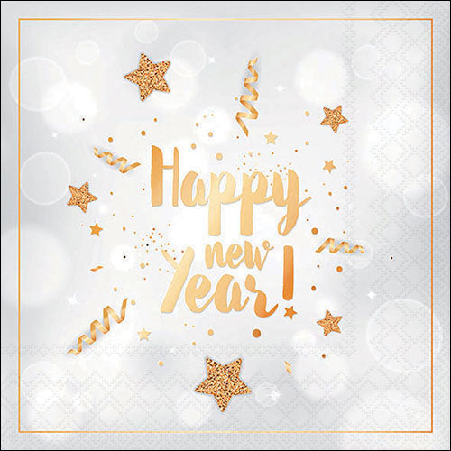 Lunch Napkin - New Year Glitter WHITE