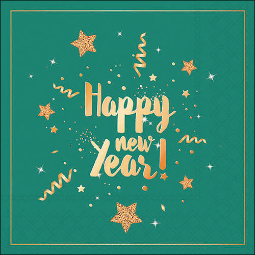 Lunch Napkin - New Year Glitter GREEN