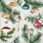 Lunch Napkin - Mushroom Ornaments WHITE