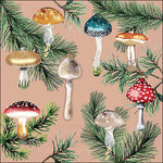 Lunch Napkin - Mushroom Ornaments Terracotta