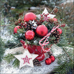 Lunch Napkin - Christmas Baubles In Strainer