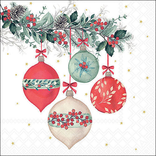 Lunch Napkin - Berry Baubles WHITE