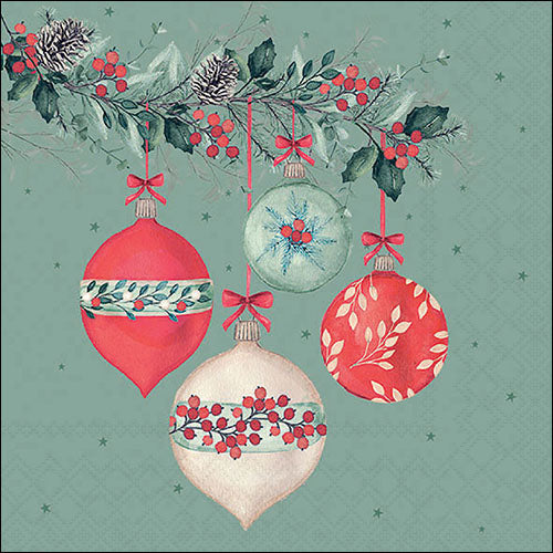 Lunch Napkin - Berry Baubles GREEN