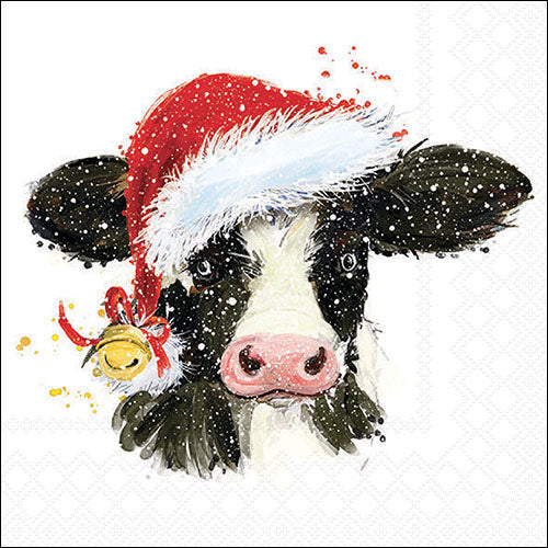 Lunch Napkin - Christmas Cow Bell