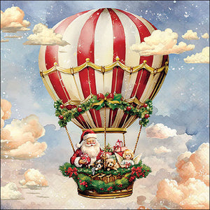 Lunch Napkin - Santa's Air Balloon