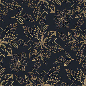 Lunch Napkin - Poinsettia Outline BLACK