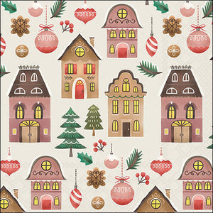 Lunch Napkin - Christmas At Home CREAM