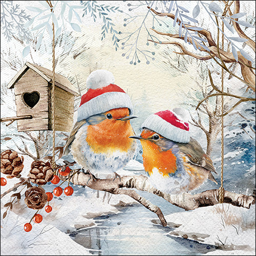 Lunch Napkin - Robins in winterland