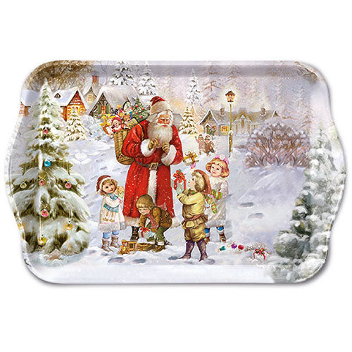 TRAY - Santa bringing presents (13 x 21cm)