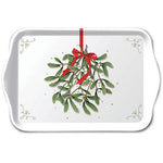 TRAY - Mistletoe With Bow WHITE (13 x 21cm)