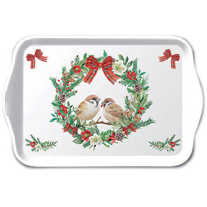 TRAY - Sparrows In Wreath (13 x 21cm)