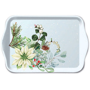 TRAY - WHITE Poinsettia (13 x 21cm)