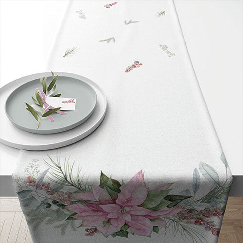 TABLE RUNNER (Cotton) - PINK Poinsettia