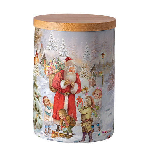 Storage Jar (MEDIUM) - medium Santa bringing presents