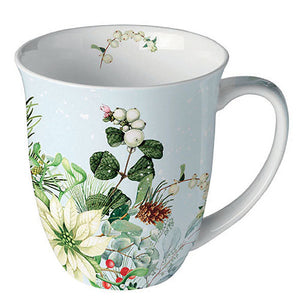 MUG (Fine Bone China) - WHITE Poinsettia (400 m