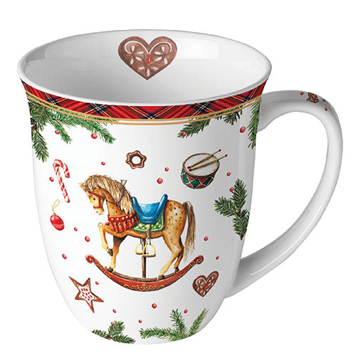 MUG (Fine Bone China) - Classic Rocking Horse WHITE (400 m