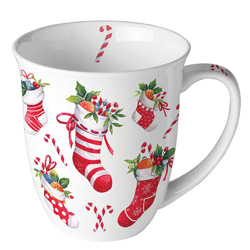 MUG (Fine Bone China) - X-mas Stockings WHITE (400 m