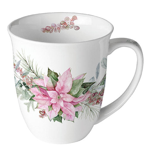 MUG (Fine Bone China) - PINK Poinsettia (400 m