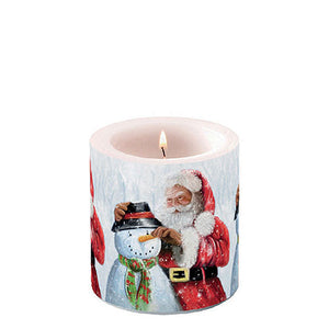 Candle SMALL - Santa And Snowman