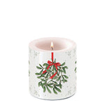 Candle SMALL - Mistletoe With Bow WHITE