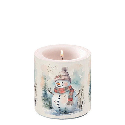 Candle SMALL - Snowman In Nature